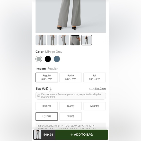 NWT Halara Flex™ Gray Mid Rise Pocket Straight Leg Work Pants Womens Large - Picture 12 of 13